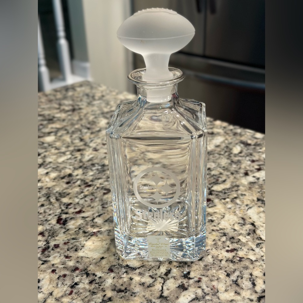 Vintage Slovakia Crystal Pittsburgh Steelers Decanter